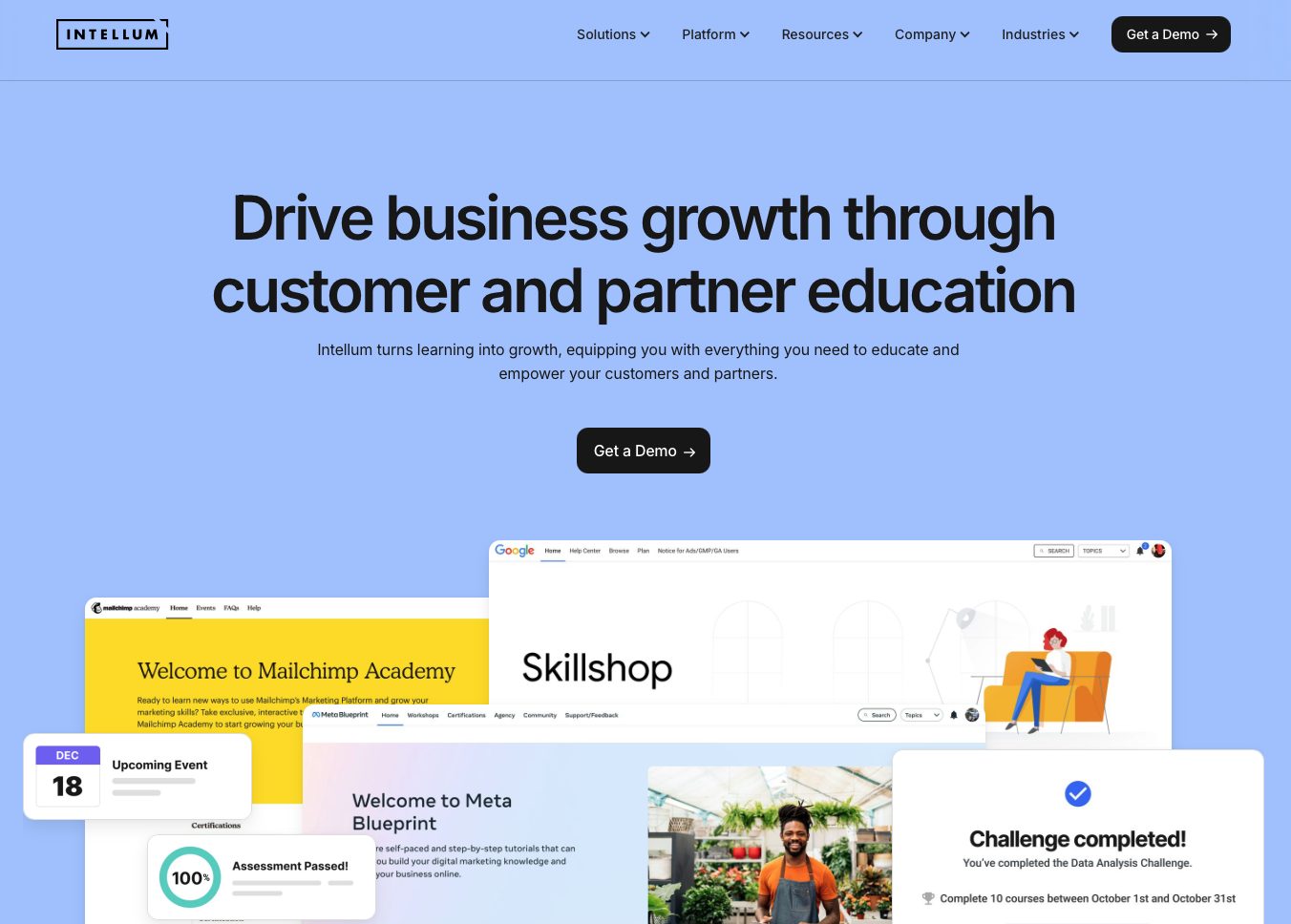 Intellum website landing page screenshot